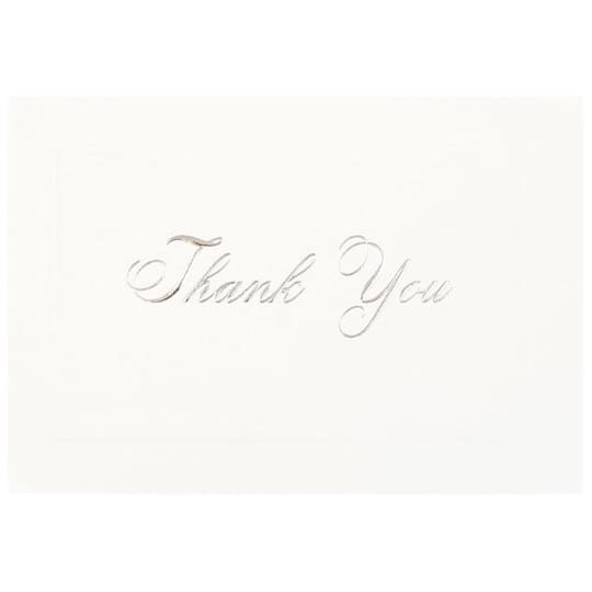 JAM Paper Thank You Card Set With Silver Script, 25ct.